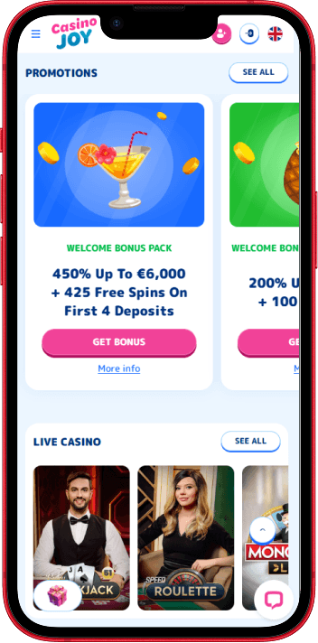 Casino Joy mobile casino experience on smartphone