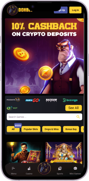 DonBet Casino game selection and lobby overview