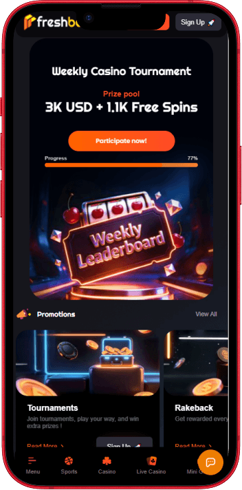 Freshbet Casino mobile casino experience on smartphone