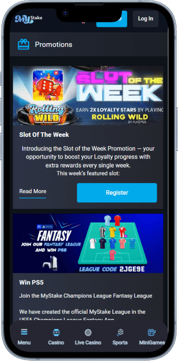 MyStake Casino welcome bonus and promotions page