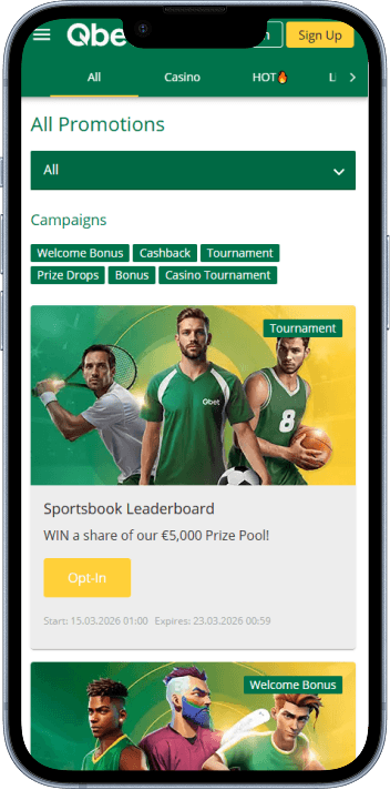 Qbet Casino welcome bonus and promotions page