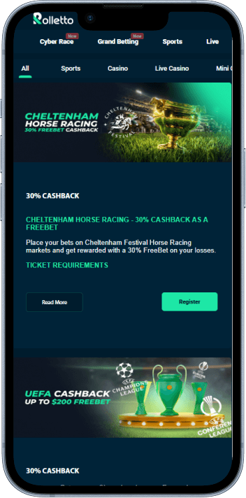 Rolletto Casino welcome bonus and promotions page