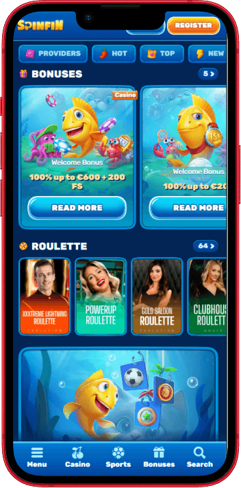 SpinFin Casino mobile casino experience on smartphone