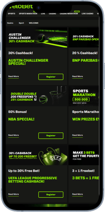 Velobet Casino welcome bonus and promotions page
