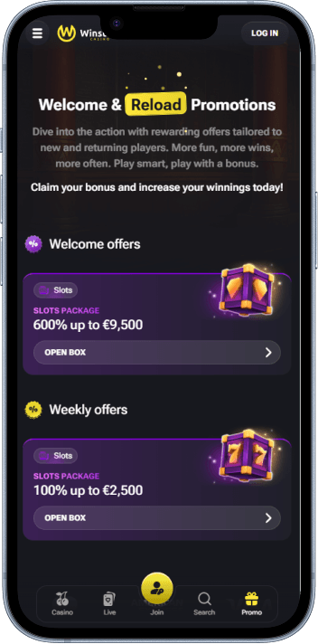 Winstler Casino welcome bonus and promotions page